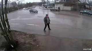 The car almost hit a pedestrian