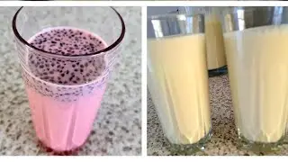 2 recipes in 1 Banana lasi and basil seeds drink / tukmaria drink iftar special