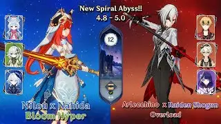 New Spiral!! Nilou (C0R1) Bloom Hyper & Arlecchino (C0R1) x Raiden | 12-3 (⭐9 Star) - Genshin Impact