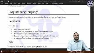 JNP1C1P1 What is Java, Programming Language, Computer Definition | Abhinav Bhandawat | ICSE | Hindi