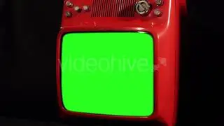 1980s Vintage Old Red TV Green Screen. | Stock Footage - Videohive