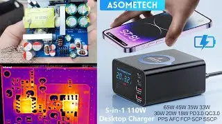 ASOMETECH WLX X9C 110W 5-in-1 Display Charger Wireless Charging Station