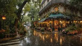 Smooth Rainy Jazz in a Cozy Paris Coffee Shop 🌧️Relaxing Jazz Playlist & Rain Sounds for Deep Focus☕