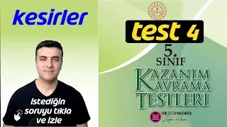 5.sınıf Matematik MEB Kazanım Kavrama Test 4 | Kesirler