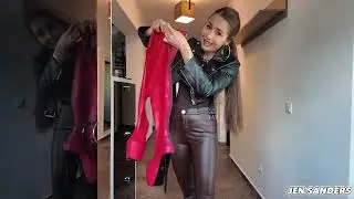 The Ardore Latex Mini Pink Dress Try On | New Over the Knee Tajna Zipper Red Leather Boots