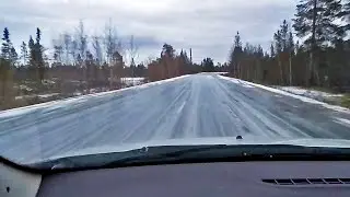 Dangerous driving on ICY ROAD | Road Murmansk - Lotta (Russia)