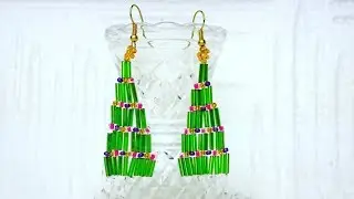 How To Make Christmas Tree Earrings - Nice And Easy Beaded Xmas Tree Earrings Tutorial