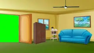 Cartoon room inside video l Green screen cartoon room no copyright