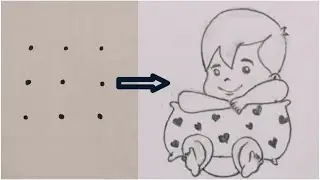 Cute baby with pillow drawing using DOTS // Pencil sketch //Creative arts.