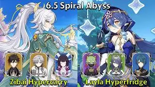 C1 Zibai Hypercarry & C6 Layla Hyperfridge - Genshin Impact 6.5 Spiral Abyss Full Clear