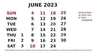 June Calendar 2023