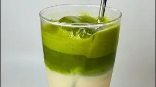 [No Music] How to make easy homemade Vanilla Oat Matcha Latte