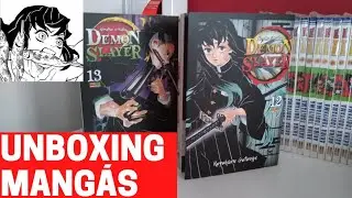 Unboxing de mangás da Amazon Demon slayer!