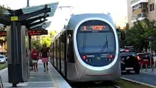 Tραμ Αθήνας - Athens tram line 3 EMU running along the...