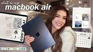 WHATS ON MY MACBOOK AIR M3  💻🤍 | widgets, custom wallpaper, aura screensaver + more!