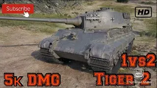 5k DMG//shot Tger ll against two full tank destroyers//wot blitz