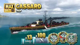 Destroyer Cassard plays the middle on map Trap - World of Warships