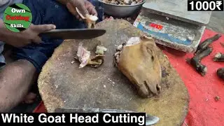 White  Full Goat Head Cutting Skills | Goat Head cutting