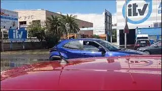 Tuberia revienta en calle tuy y se inunda parte del la ITV