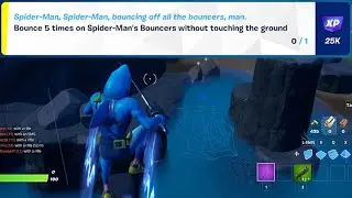 Bounce 5 times on Spider-Man's Bouncers without touching the ground Fortnite