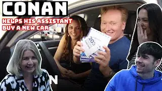 BRITISH FAMILY REACTS | Conan Helps His Assistant Buy A New Car!