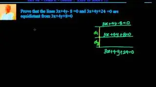 Coordinate Geometry: Straight lines: Parallel line equidistant from 2 parallel lines - Example