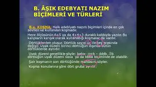 Halk Şiiri Nazım Şekilleri