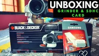 Unboxing of Black & Decker G720r Angle Grinder and Samsung EVO Plus 32 gb Micro-sd card with adapter