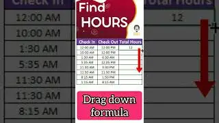 Benefit Hour Formula In Excel | Check In & Check Out  #excel #excelworld #exceltraining