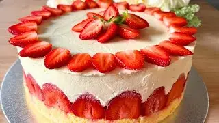 Домашний Торт с клубникой ! Летний Клубничный торт с кремом чиз !