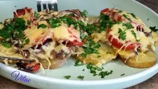 ЗАПЕЧЕНА КАРТОПЛЯ з М'ЯСОМ та ПОМІДОРАМИ -ідея смачної і простої вечері для сім'ї !!
