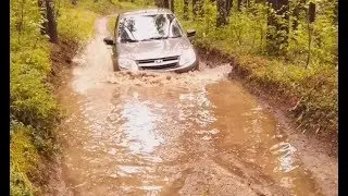 Лада Гранта на бездорожье, испытание водой!