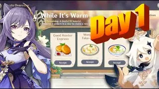 Genshin Impact While It's Warm Event (Good Hunter Express, Wangshu Take-Away, Wanmin Fresh) (Day 1)