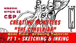 How to make a monster-The Cthulhian -Concept art -with CSP- Pt1 Sketch & Ink