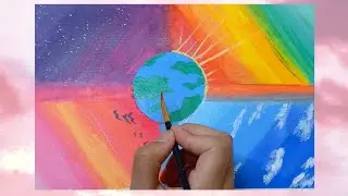 How to draw 4 different skies for beginners ||morning, afternoon , evening and night sky painting