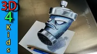How to Draw a 3D Graffiti Spray can step by step