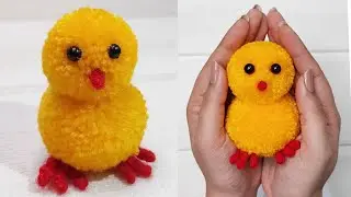 DIY Pom-Pom Chick Tutorial | How to make Yarn Chicken | Easy Pom-Pom Chicken making Idea #yarn #diy
