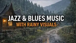 Music jazz dengan latar AI Hujan di pedesaan GRATIS