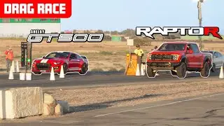 Ford Raptor R vs Mustang GT500 Drag Race - UNBELIEVABLE RESULTS!