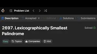 Lexicographically Smallest Palindrome | Simple solution | LeetCode 2697 | Golang