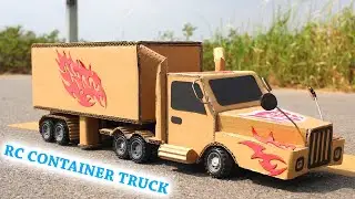 How to make RC CARDBOARD Container Truck at Home - Mr H2 Cardboard Craft