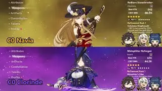 C0 Navia Hypercarry & C0 Clorinde Overload F2P build #viral #genshinimpact #trending