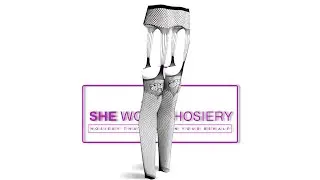 She-Woolf Hosiery, Emilia, Black Multi-Slash Suspender Fishnet  Detail Stockings