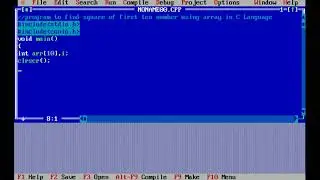 Program to find square of first ten numbers using Array in C Language