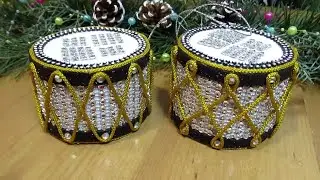 НОВОГОДНИЕ ИГРУШКИ,  ЛЕГКО И ПРОСТО, ПОДЕЛКИ ИЗ КАРТОНА. Барабан на елку.