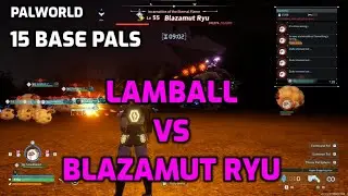 Palworld: Holy Celestial Emperor Lamball VS Blazamut Ryu | 15 Base Pals - Default Settings