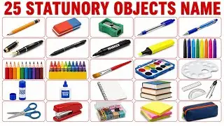 25 Stationery Objects Names in English and Hindi | Stationery Items Names for Kids | Kids Learning 