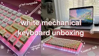 white mechanical keyboard unboxing | womier K68 acrylic keyboard + customization  🖥️ - typing asmr