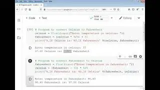 Celcius to farenheit python code & fahrenheit to celsius python