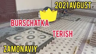 Burchatka terish hovliga, укладка брусчатка, тротуарная плитка, collect paving stones